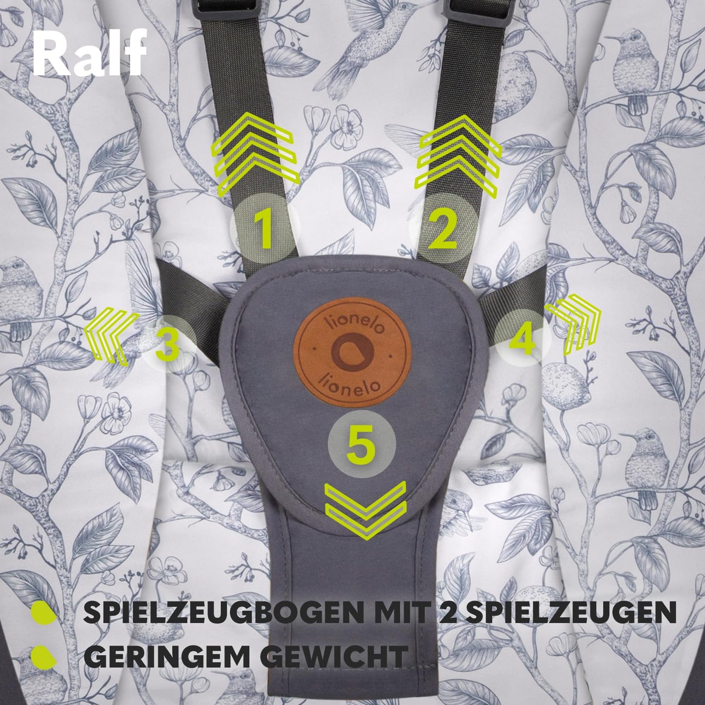 LIONELO Ralf 2-in-1 baby bouncer and recliner, remote control, 12 melodies, two rocking directions, 5 rocking speeds, locking, backrest adjustment, timer, quiet operation