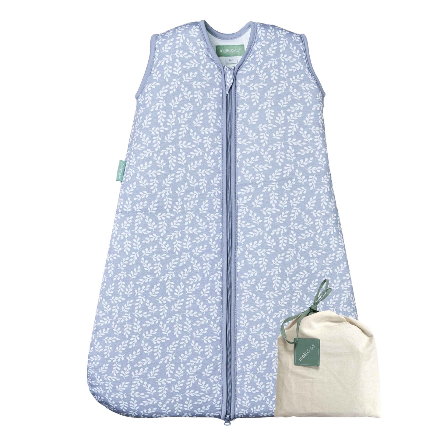 molis&co - Baby Sleeping Bag 2.5 TOG - All-Year Sleeping Bag - Baby Sleeping Bag Newborn - 100% Cotton (Oeko-Tex 100), Sleeveless Winter Sleeping Bag Padded - Premium Quality - Colima (70 cm)