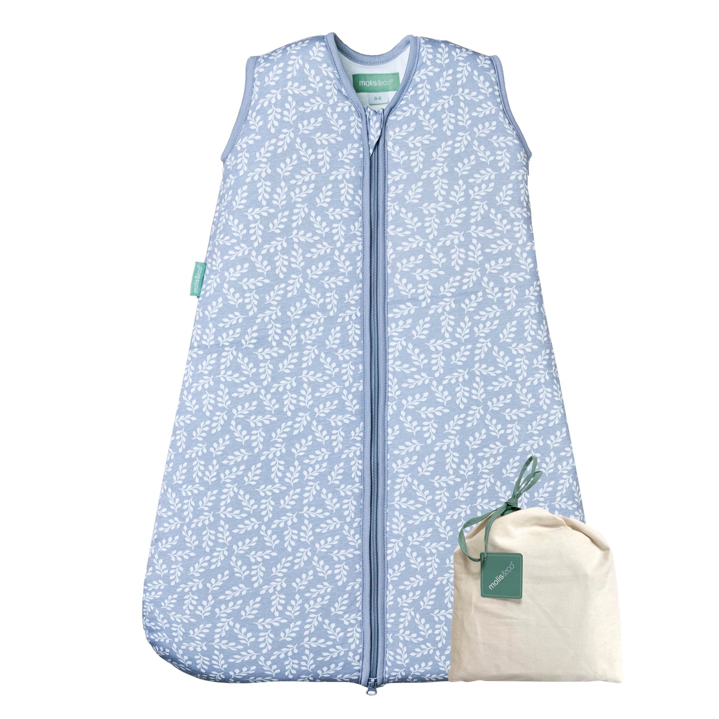 molis&co - Baby Sleeping Bag 2.5 TOG - All-Year Sleeping Bag - Baby Sleeping Bag Newborn - 100% Cotton (Oeko-Tex 100), Sleeveless Winter Sleeping Bag Padded - Premium Quality - Colima (70 cm)