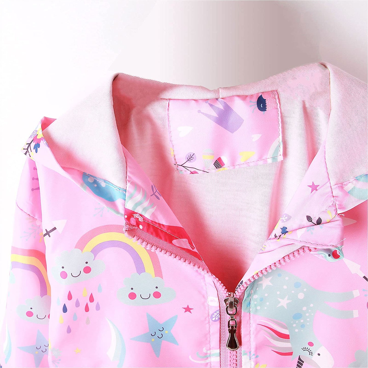 JinBei Jacken Mädchen Jacke Baby Kinder Kapuzen Sweatjacke Kapuzenjacke Cartoon Aufdruck Winddicht Mantel Windjacke Übergangsjack Frühling Herbst Outwear Softshelljacke Regenjacken 1-7 Jahre