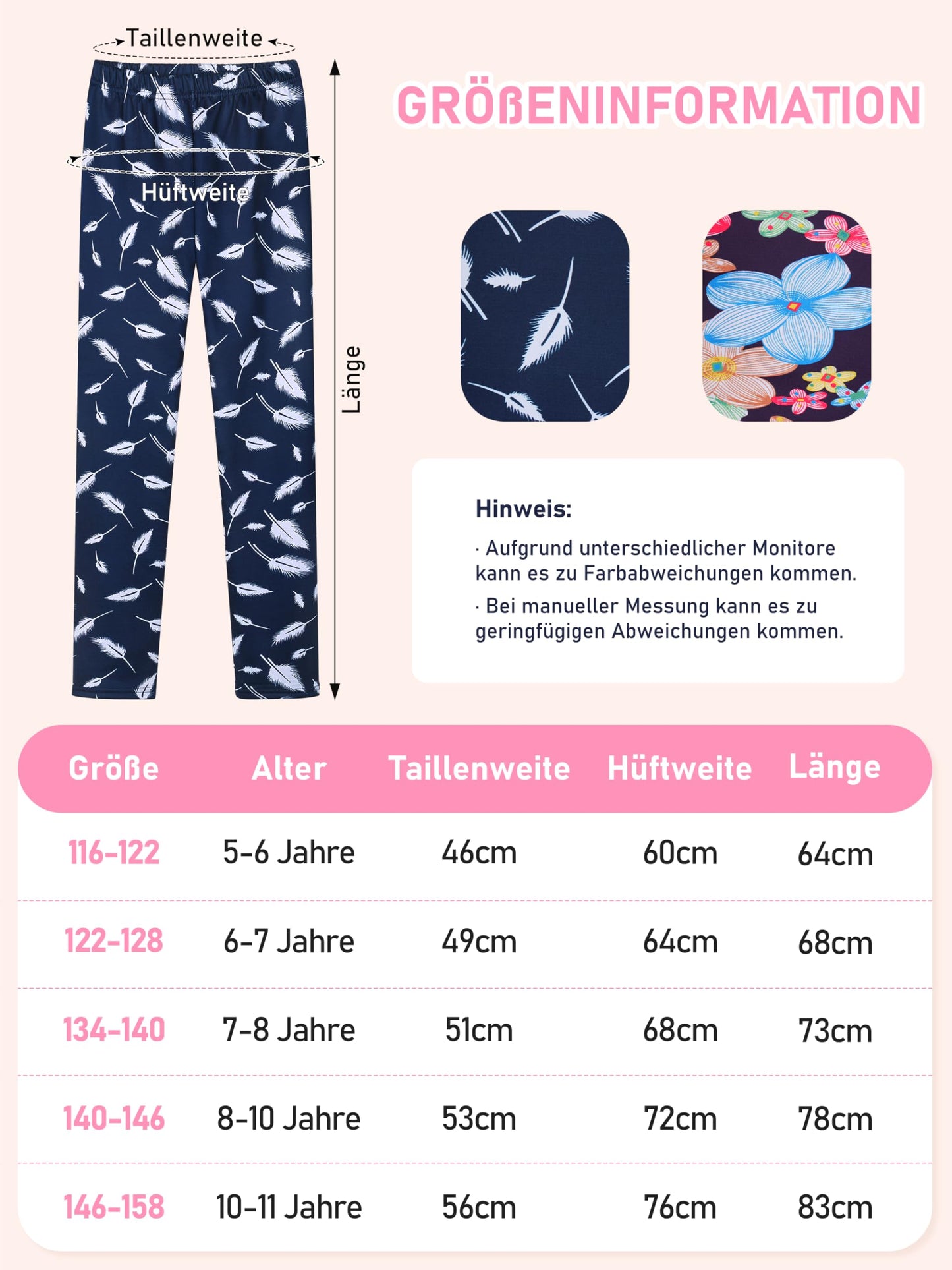 Ruisita 2 Pack Girls Winter Leggings Warm Thick Fleece Lined Leggings for Kids Ankle Length Printed Stretch Pants