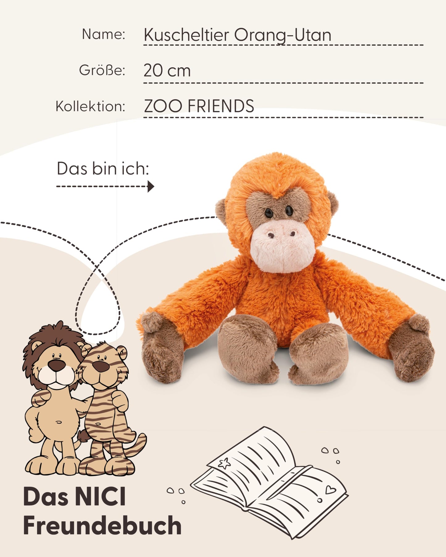 NICI Kuscheltier Giraffe 20cm Zoo Friends