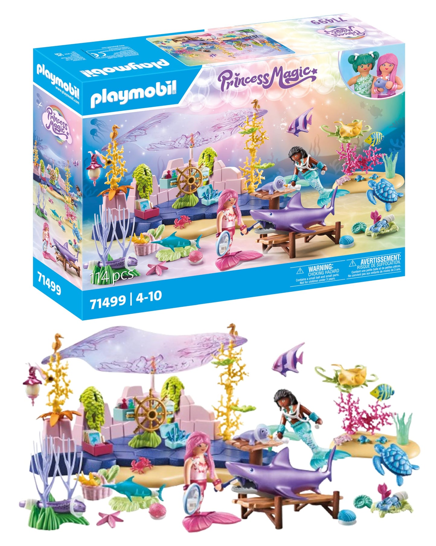 PLAYMOBIL Princess Magic 71499 Underwater Animal Care of Sea Creatures, Loving Care of Sea Animals, Includes Care Station, Bandage and More, Various Toys for Children from 4 Years
