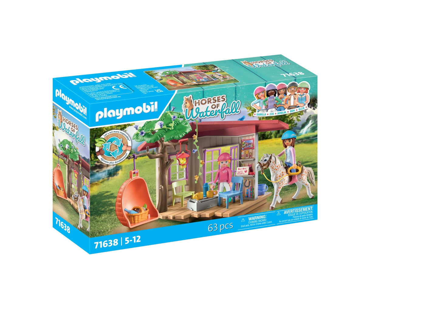 PLAYMOBIL Horses of Waterfall 71351 Waterfall Ranch, magisches Wasserfall-Paradies für Pferdefreunde, nachhaltiges Spielzeug für Kinder ab 5 Jahren