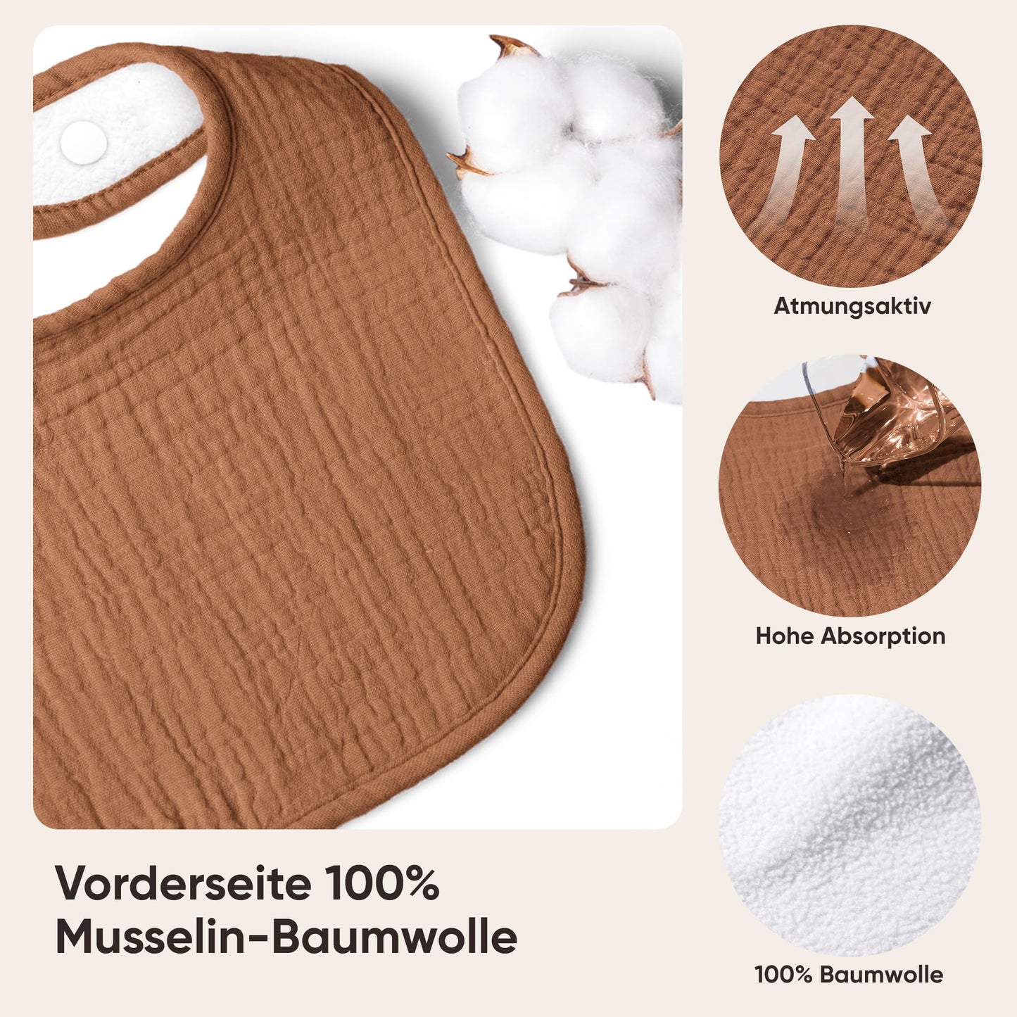Bearmoss Lätzchen Baby Musselin Sabberlätzchen für Babys, 100% Baumwolle Quadratische Halstuch Baby Verstellbare Babylätzchen Weiche Sabberlätzchen für Junge und Mädchen,8 Stück