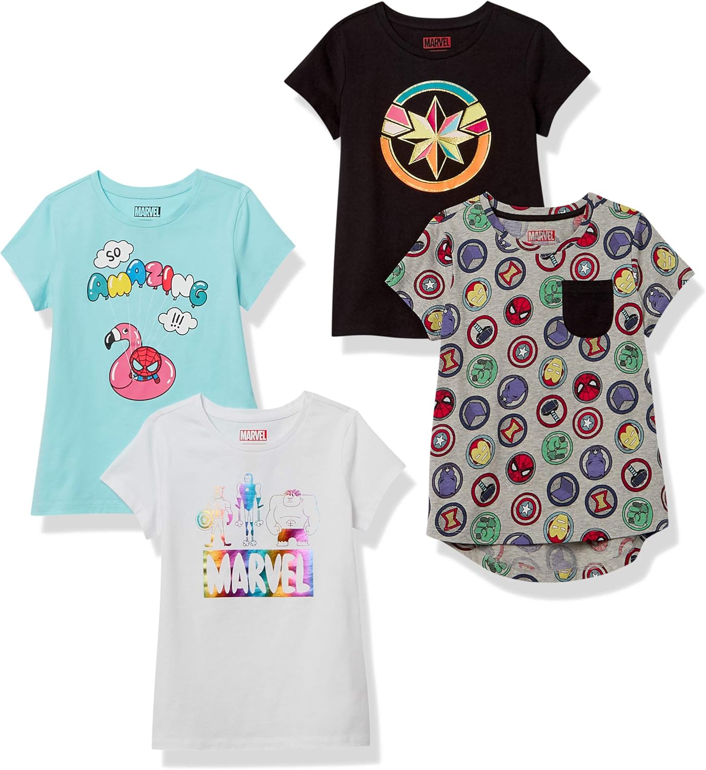 Essentials Disney | Marvel | Star Wars | Frozen | Princess Mädchen Kurzärmelige T-Shirts, Multi-Packs
