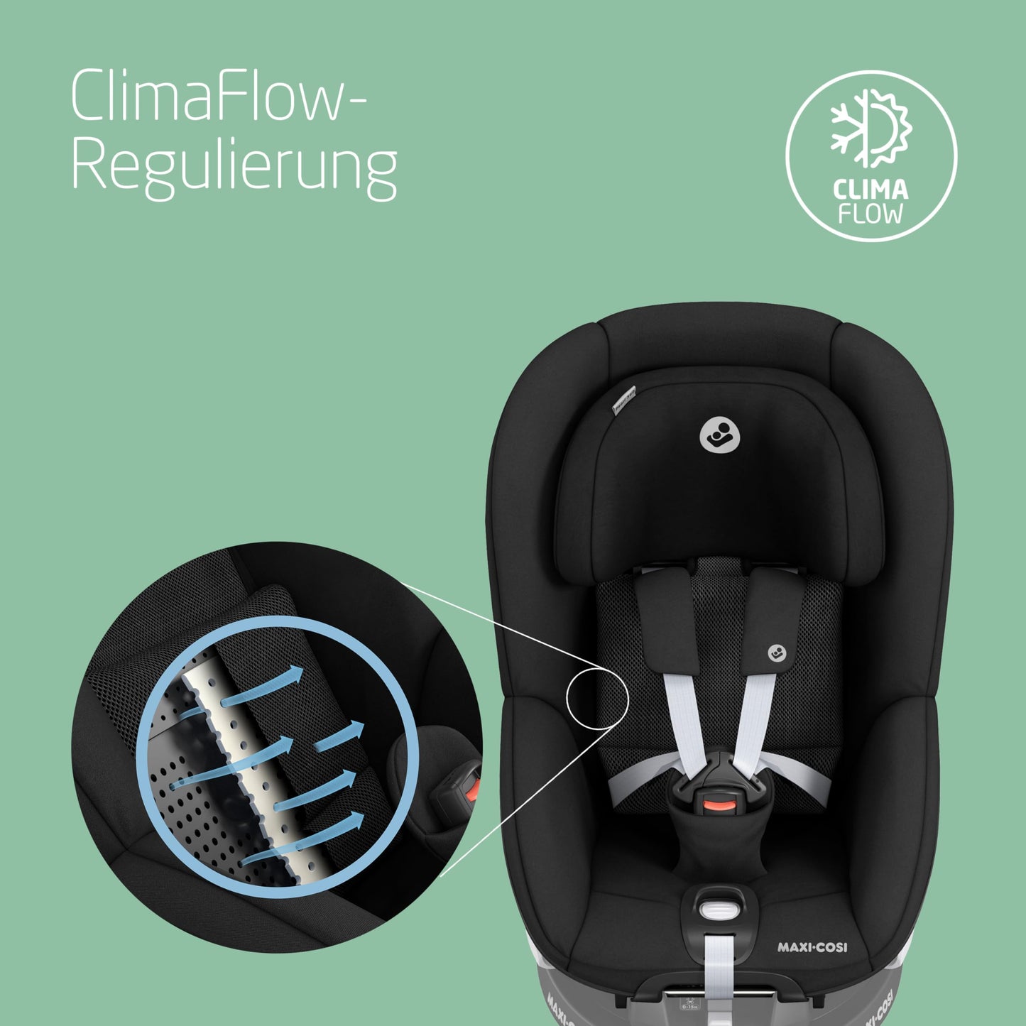 Maxi-Cosi Pebble 360 i-Size Babyschale Drehbar, Neugeborenen Autositz 360 Grad, 0–15 Monate (40–83 cm), Drehung mit einer, ClimaFlow, Easy-In-Gurt, G-CELL Seitenaufprallschutz, Essential Green