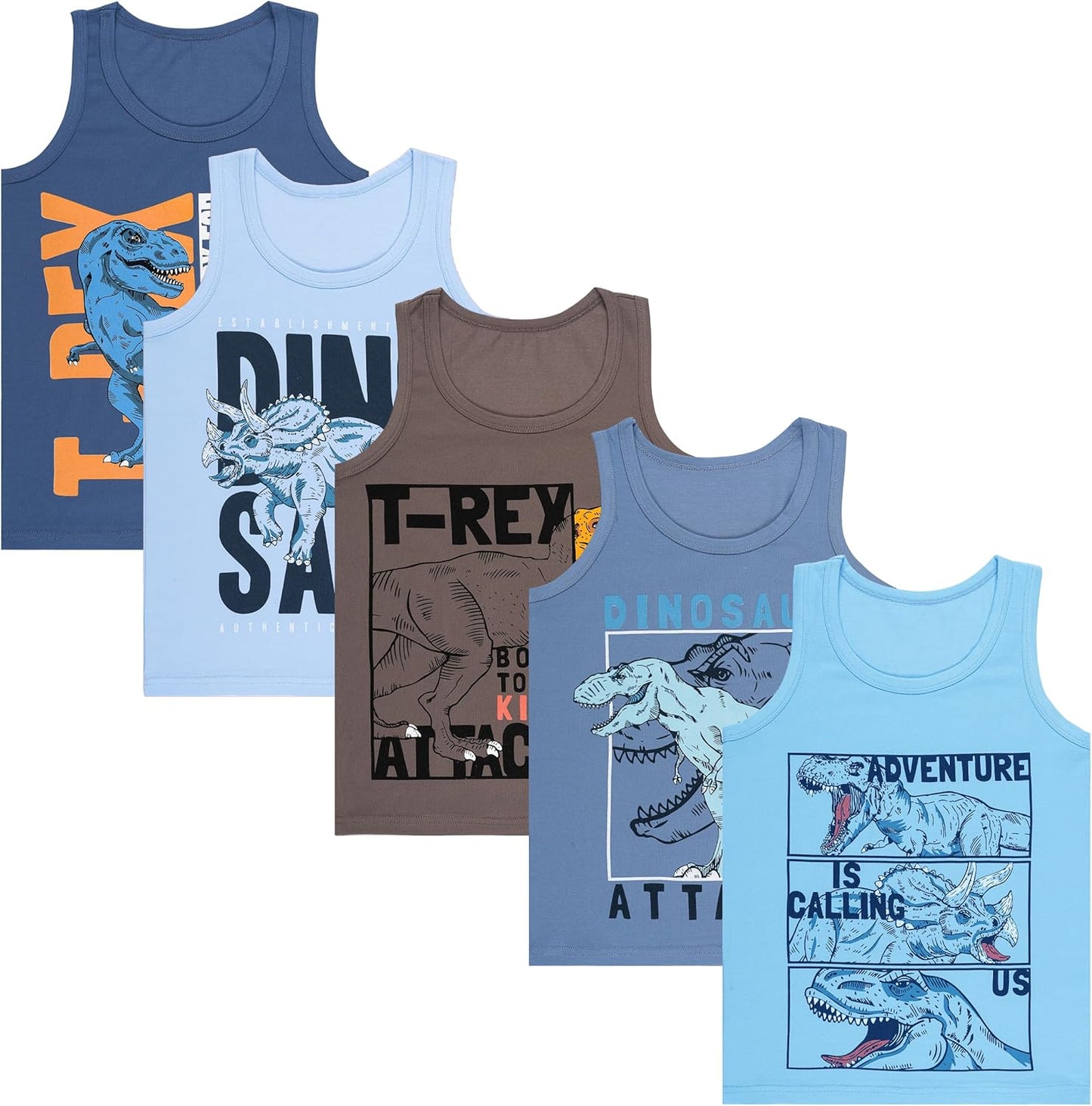 LOREZA ® 5 Pack Jungen Unterhemden aus Baumwolle Tank Top Unterwäsche Knaben