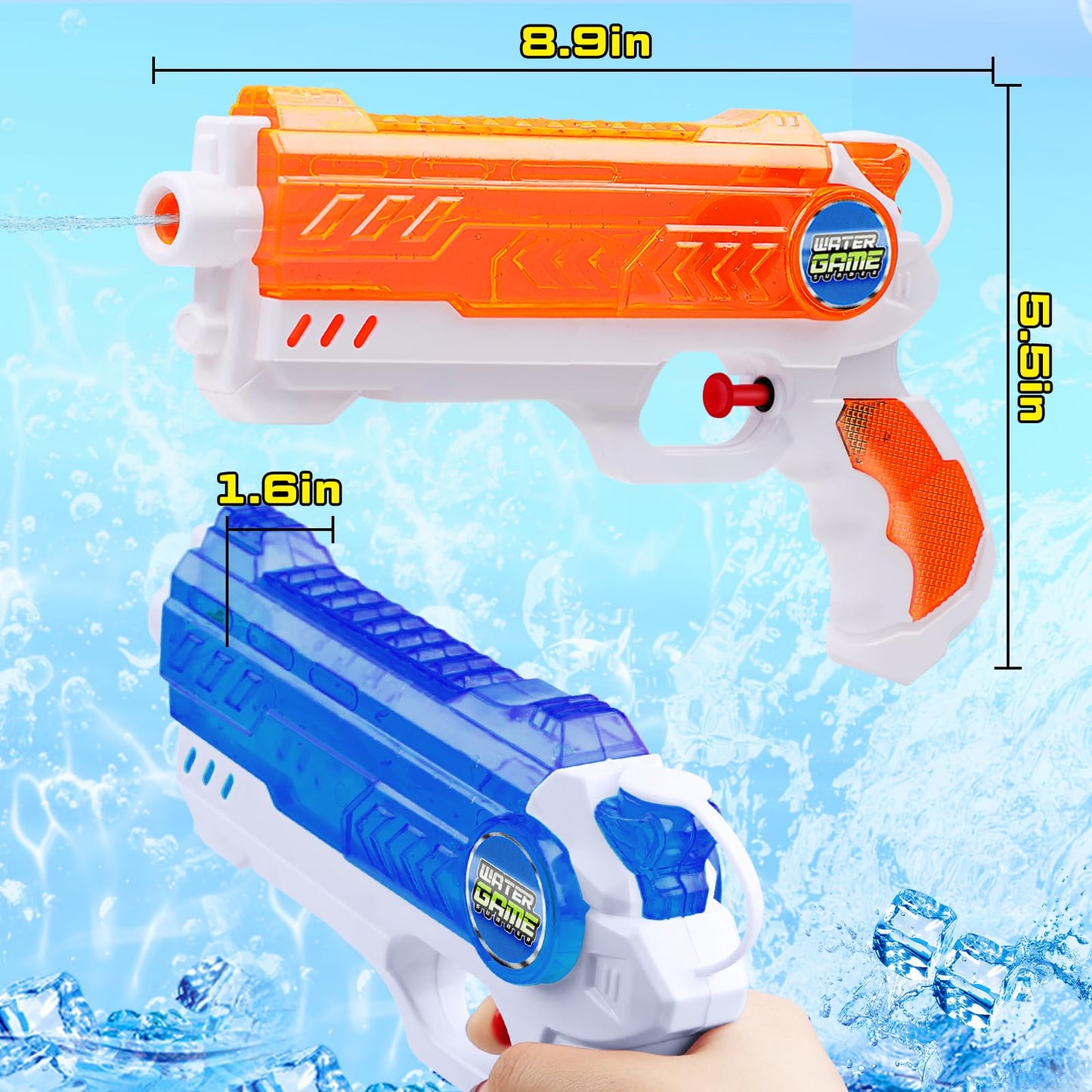 Quanquer Wasserpistole Kinder 280ML wasserpistolen mit 9 Meter Reichweite Outdoor Garten Strand Sommer Party Schwimmbad Spiele Spielzeug für Jungen Mädchen (2 Pack)