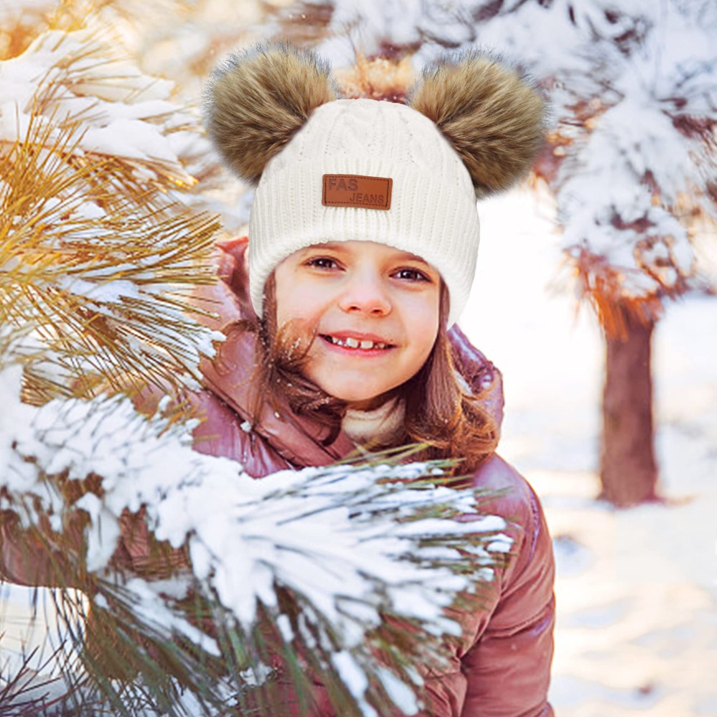Kinder Wintermütze Schal Handschuhe Set - Strickmütze Beanie Hut für Mädchen Jungen 3-8 Jahre - Warme Winter Bekleidung