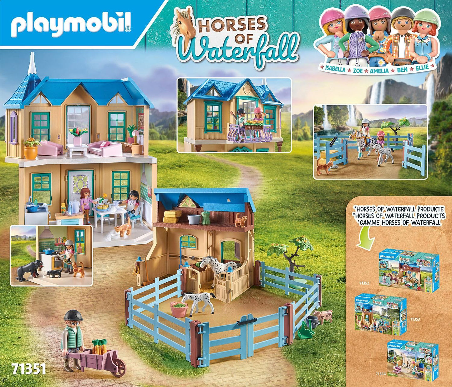 PLAYMOBIL Horses of Waterfall 71351 Waterfall Ranch, magisches Wasserfall-Paradies für Pferdefreunde, nachhaltiges Spielzeug für Kinder ab 5 Jahren