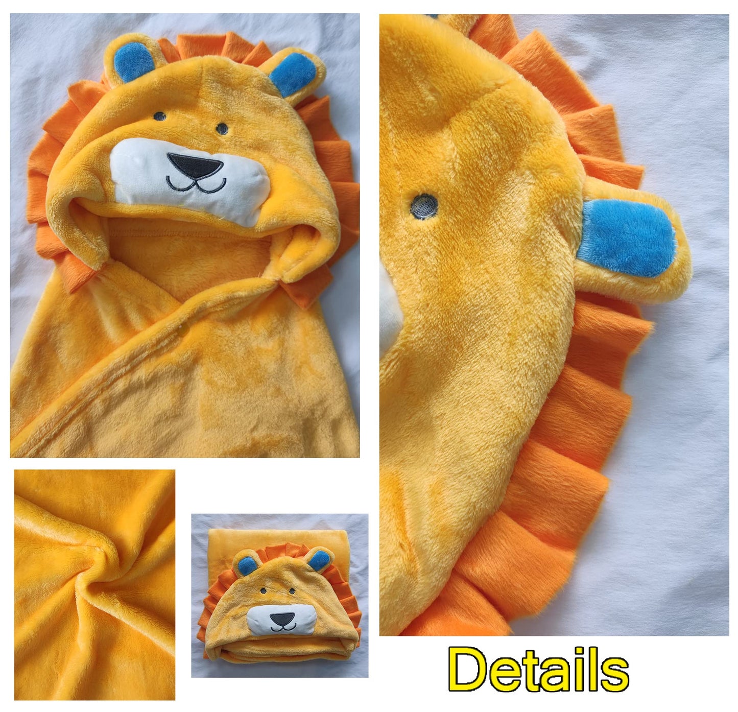 Doladola Baby Decke Babys Tier Design,Flanell Kinder Decke Kapuzenhandtuch für Mädchen und Jungen,Baby Kapuze Badeponcho Kinder Warm(gelbe Ente)