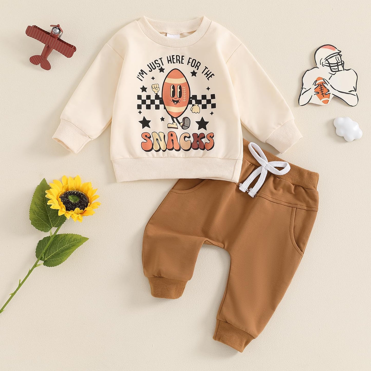 ZyHwShine Kleinkind Baby Jungen Fußball Outfit On Sundays We Watch Football with Daddy Sweatshirt Top Pants Infant Fall Clothes