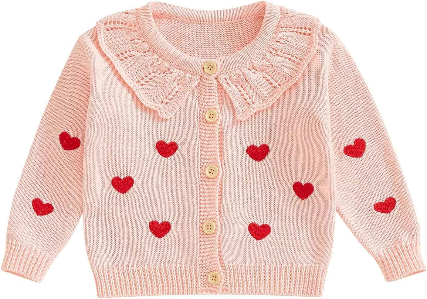 FOMOYUU Strickjacke für Kleinkinder und Neugeborene, Mädchen, langärmelig, Knopfleiste, Sweatshirt, Jacke, Herbst-Outfits