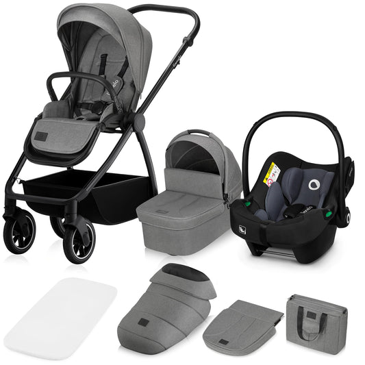 LIONELO MERIL 3-in-1 Multifunktionaler Kinderwagen 0-48 Monate Bis zu 22 kg, Babywanne bis zu 9 kg, Kindersitz bis zu 13 kg, Geländeräder 360°, Vollfederung, XXL-Verdeck mit UPF50+ - Meloni2