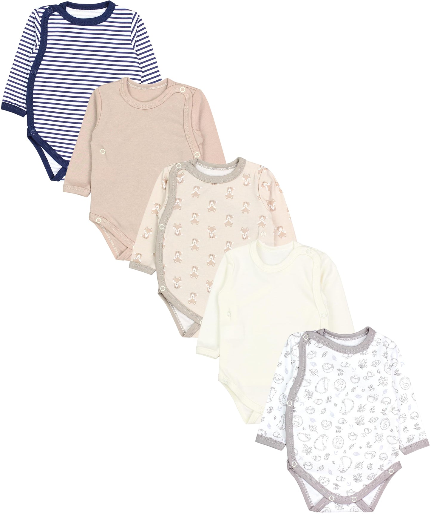 TupTam Baby Body Langarm – Wickelbody Langarm für Jungen & Mädchen, 5er Pack, 100% Baumwolle, OEKO-TEX