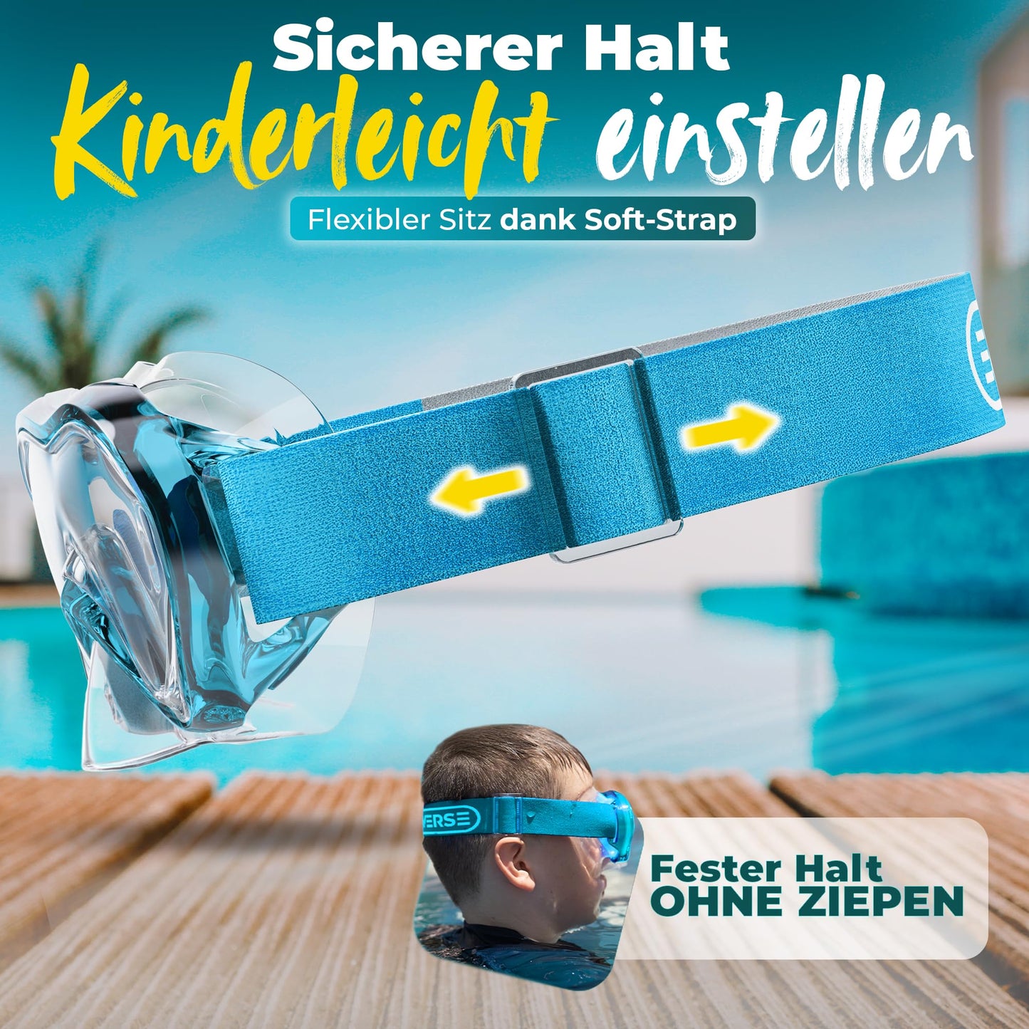 KIDVERSE Schnorchelset Kinder - Taucherbrille mit Schnorchel - Panorama Taucherbrille mit Nase - Kindertaucherbrille Alternative Schnorchelmaske