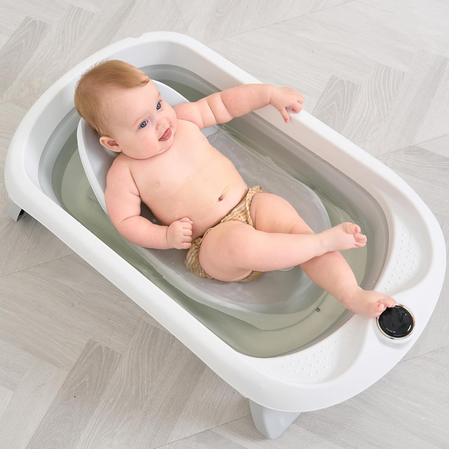 Faltbar Baby Badewanne Mit Rutschfestem Badewannensitz - Babywanne Xxl Mit Badethermometer - Von Der Geburt Bis 3 Jahre - Baby Bathtub - Babygeschenk - Geburtsgeschenke Für Mädchen & Jungen
