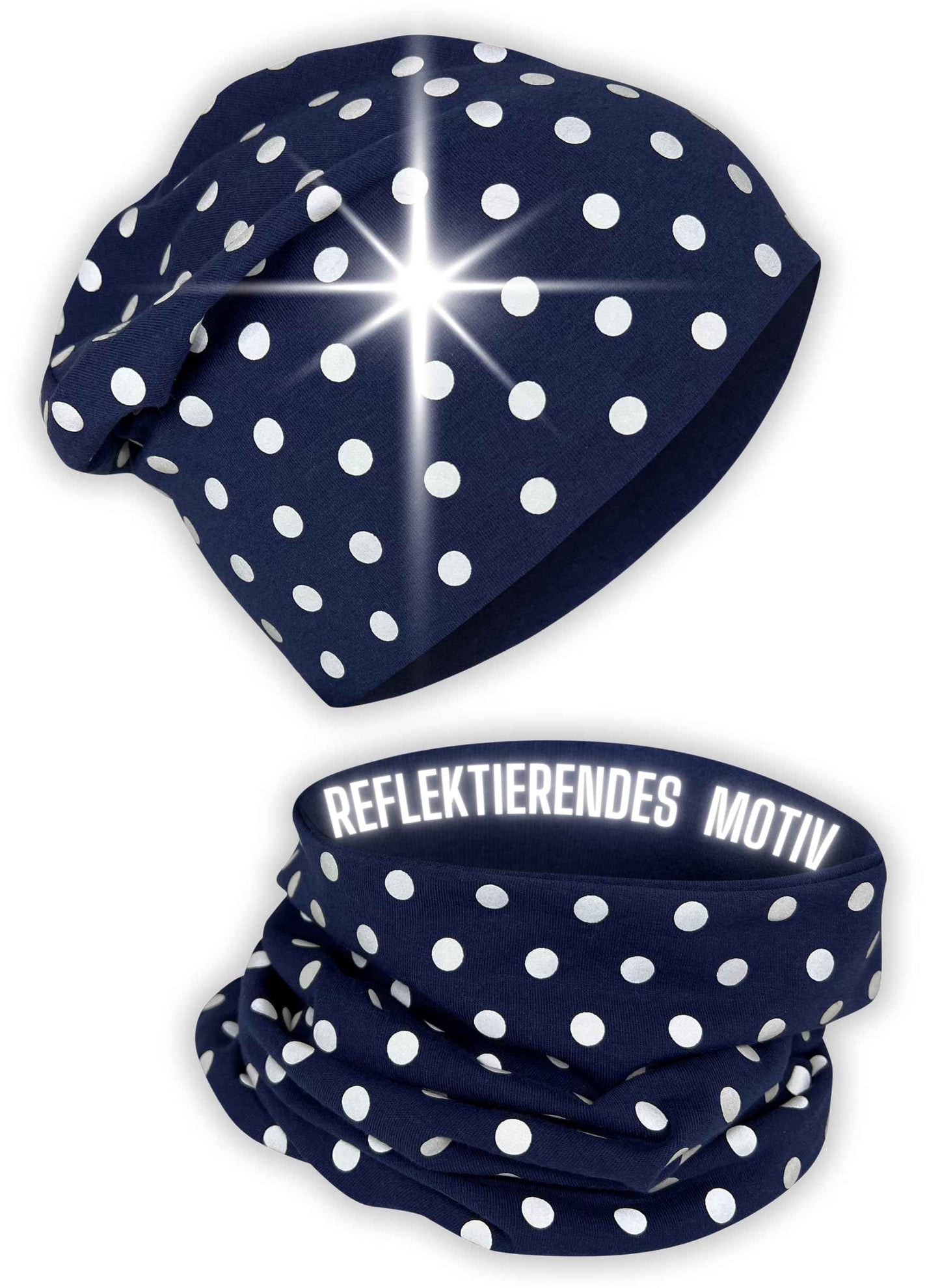 Heckbo 360° Reflector Children's Hat & Loop Scarf Set, Many Designs, 2–8 Years, 95% Cotton, Soft & Easy-Care Stretch Material, for Boys, Girls, Beanie for Spring, Summer, Autumn, Winter