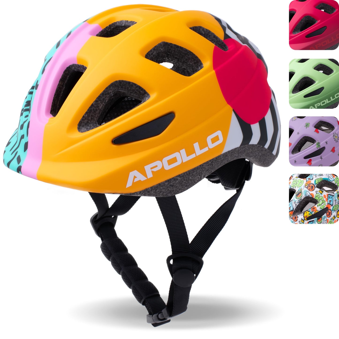 Apollo Kinder Fahrradhelm, Helm für Kinder & Jugendliche, Multisport Helm, Fahrradhelm Mädchen, Fahrradhelm Jungen, Kinderhelm ab 3 Jahre, Verstellbarer Kinder-Helm, ab Größe 48, für Fahrrad & Roller