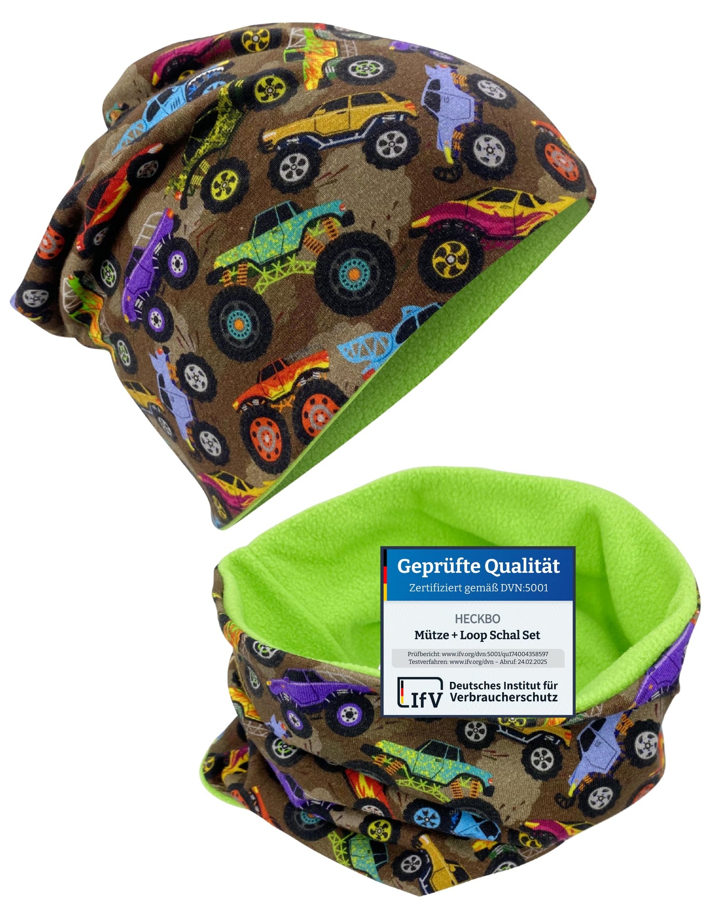 HECKBO Children's Beanie Hat & Scarf, Tube Scarf Set, for Girls and Boys, 95% Cotton, Autumn, Spring, Winter