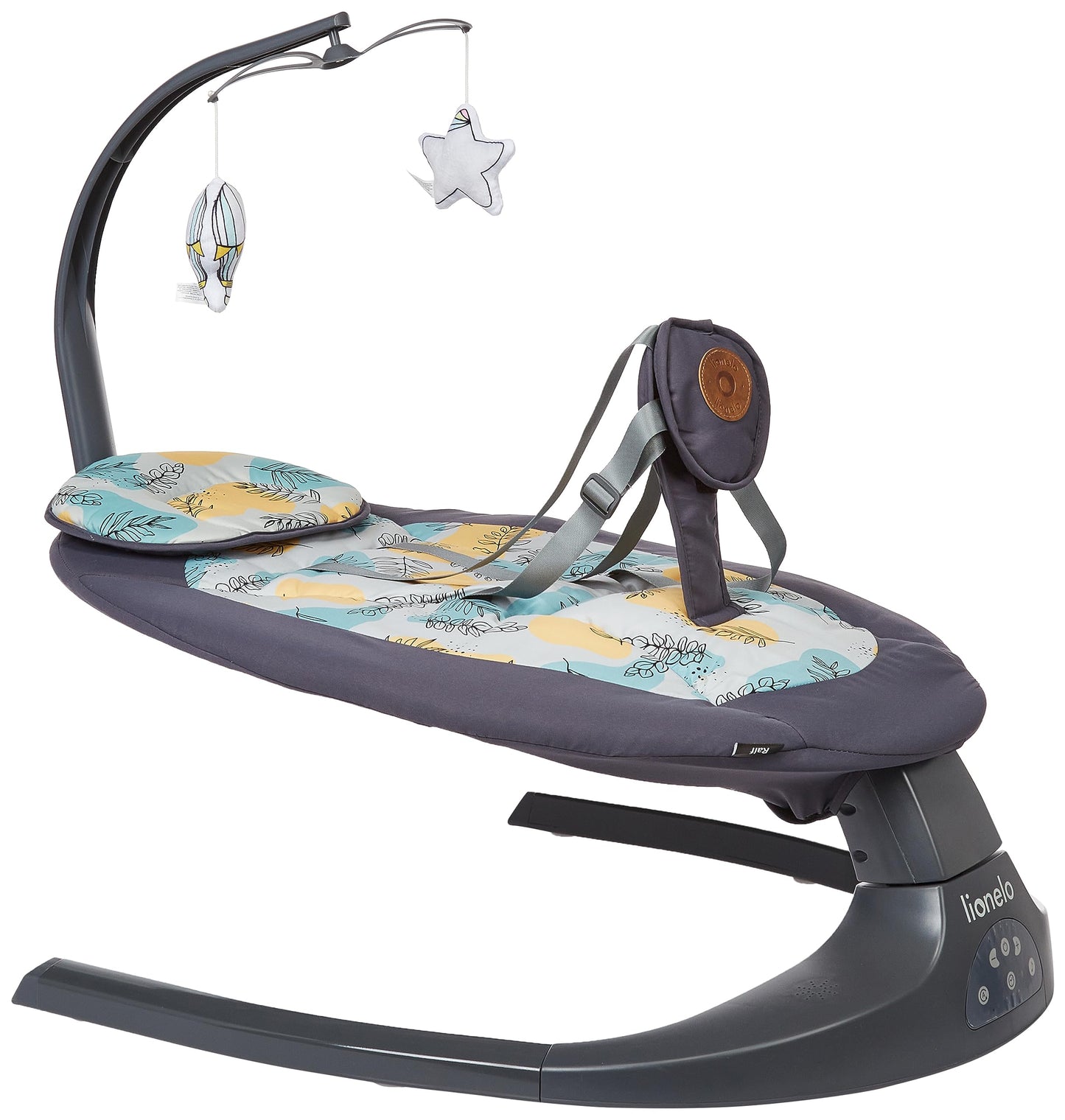 LIONELO Ralf 2-in-1 baby bouncer and recliner, remote control, 12 melodies, two rocking directions, 5 rocking speeds, locking, backrest adjustment, timer, quiet operation