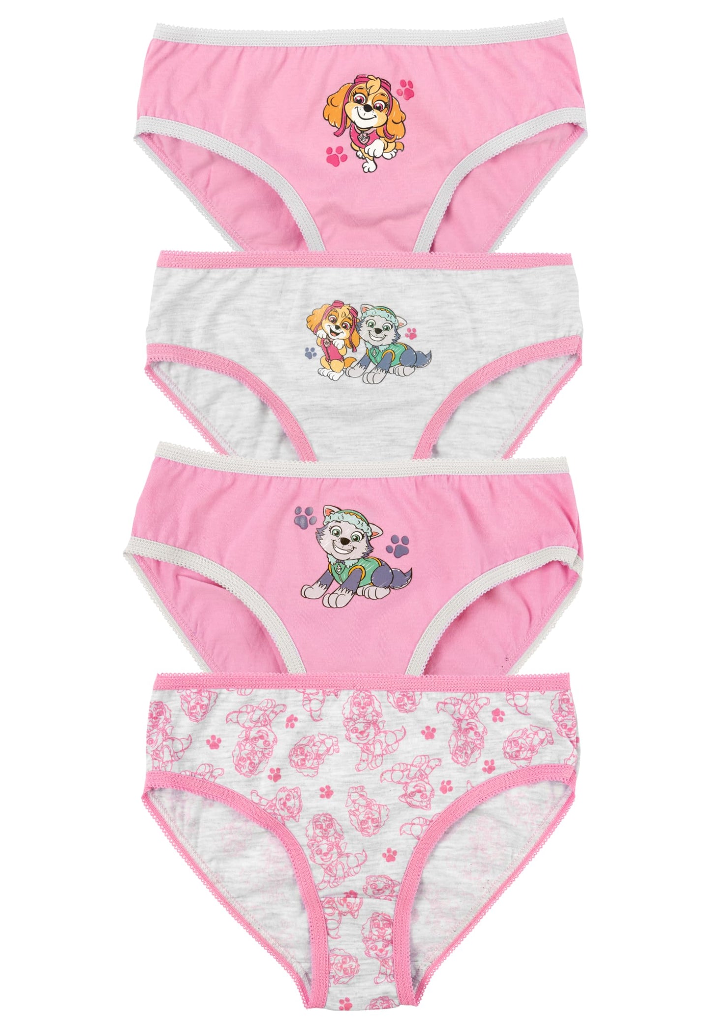 Paw Patrol Panty für Mädchen - Kinder Unterhose Slip Unterwäsche Rosa/Grau (4er Pack)