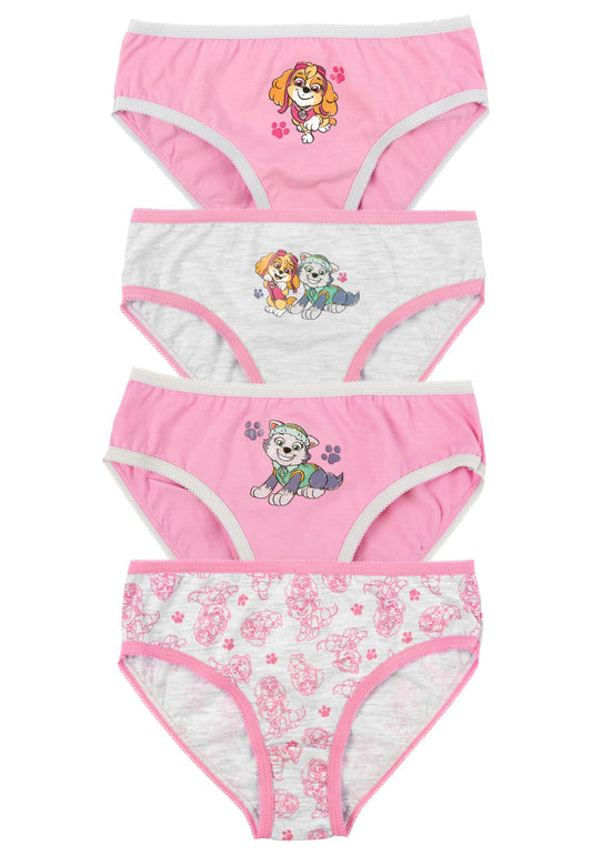Paw Patrol Panty für Mädchen - Kinder Unterhose Slip Unterwäsche Rosa/Grau (4er Pack)