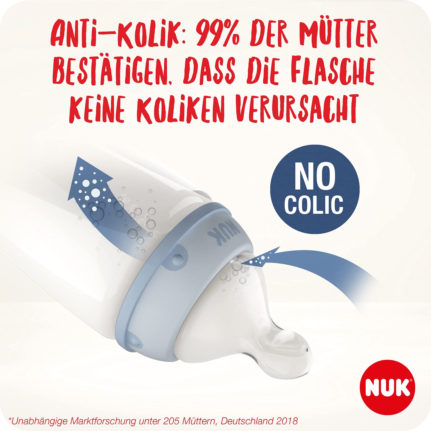 NUK Perfect Match Babyflaschenset | Ab 3 Monate | Passt sich dem Baby an | Temperature Control | Anti-Colic | 260 ml | BPA-frei | Silikontrinksauger, Medium | Regenbogen und Herz | 3 Stück - Meloni2