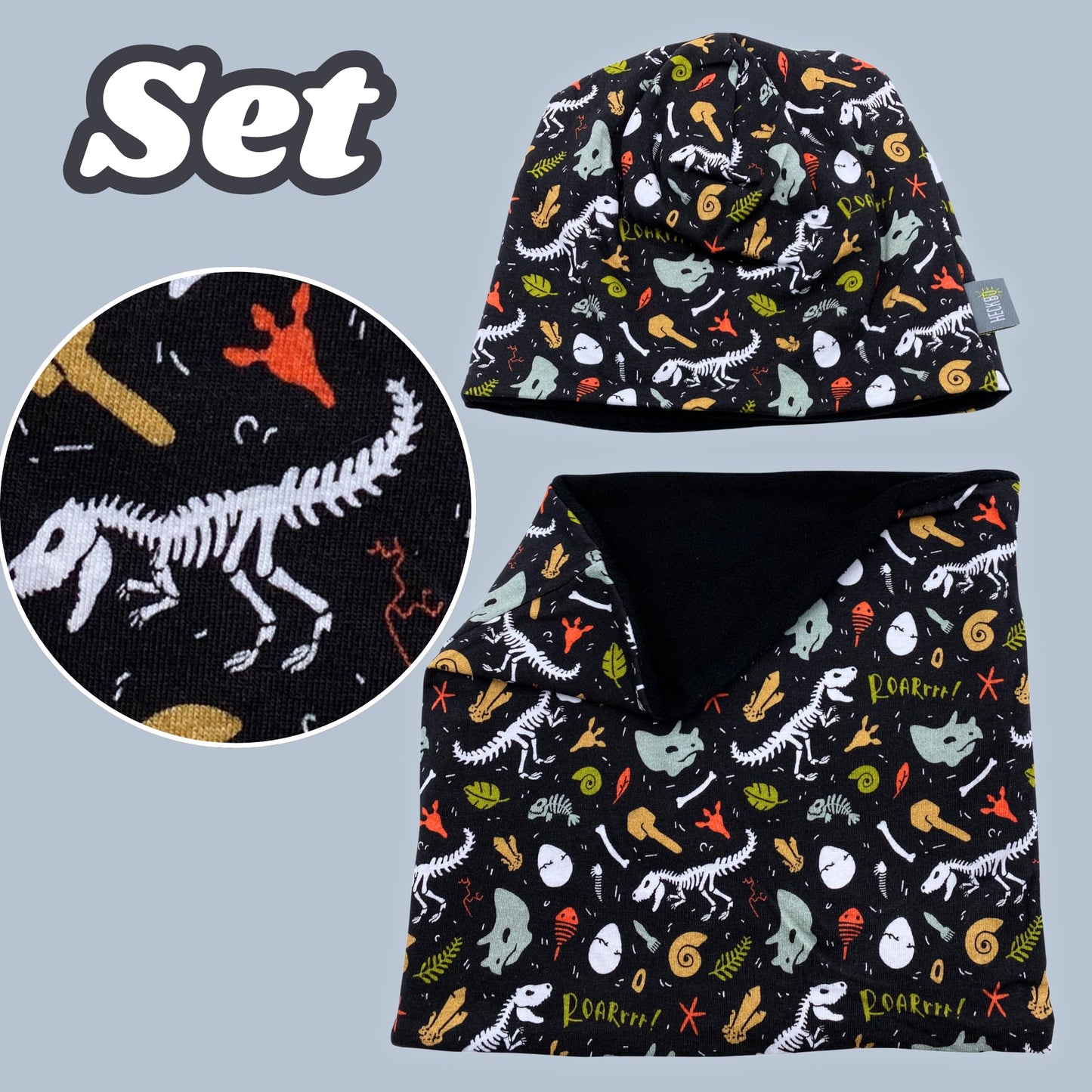 HECKBO Children's Beanie Hat & Scarf, Tube Scarf Set, for Girls and Boys, 95% Cotton, Autumn, Spring, Winter