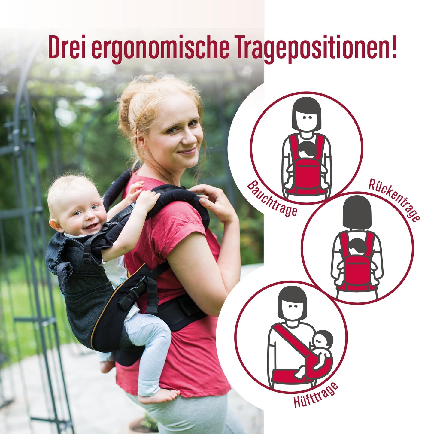 manduca XT Babytrage - Verstellbarer Sitz, der mitwächst - Vom Neugeborenen bis zum Kleinkind - Babytrage aus Bio-Baumwolle mit 3 Tragemöglichkeiten