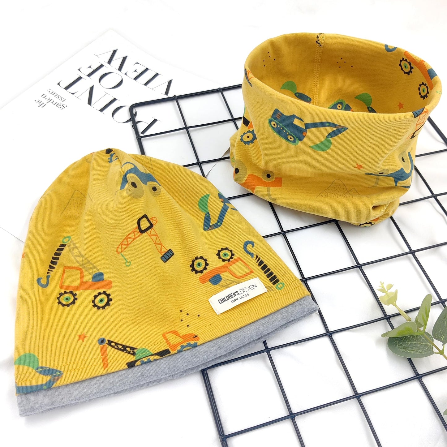 Kinder Beanie Mütze & Loop Schal Set, 95% Baumwolle Mütze Schal Set Mädchen Jungen 2-8 Jahren, Schlauchschal Warme Wintermütze Strickmützen für Herbst Winter Frühling