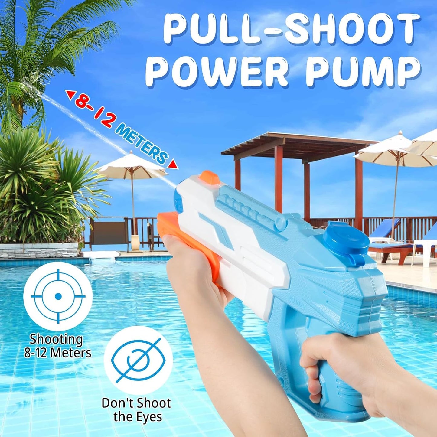 CIRULLI Packung mit 2 Wasserpistolen 600 ml Wasserpistole Long Range, ultimativer Wasserkampfspaß für Kinder und Erwachsene, Wassersprühpistole Perfekt für Pool, Strand und Garten, Outdoor-Wasserspielzeug