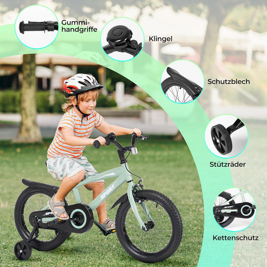 BODIOO Kinderfahrrad 12 Zoll, Fahrrad für Jungen und Mädchen mit Stützrädern, robustem Rahmen, verstellbarem Sitz, Rücktritt- und Handbremse, geeignet für Fahrer von 83 bis 96 cm (Minzgrau) - Meloni2