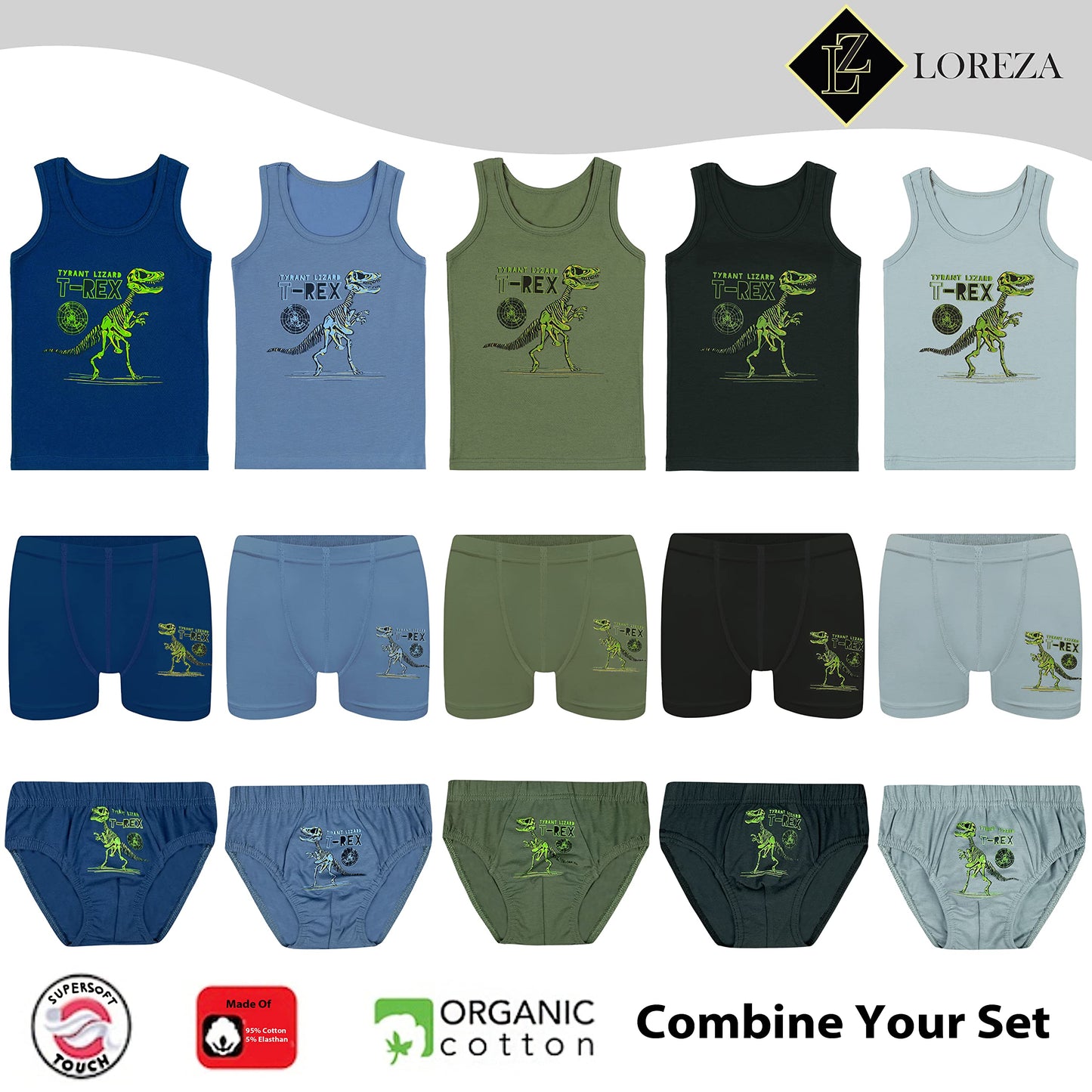 LOREZA ® 5/10 Jungen Slips aus Baumwolle Unterhosen Unterwäsche 92-158