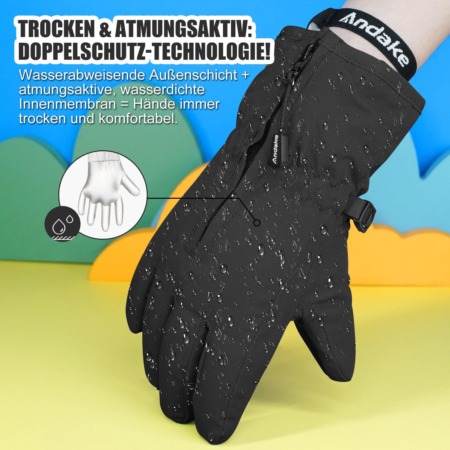 Andake Children's gloves, windproof, waterproof, warm winter gloves, skiing, outdoor sports, riding gloves, boys and girls