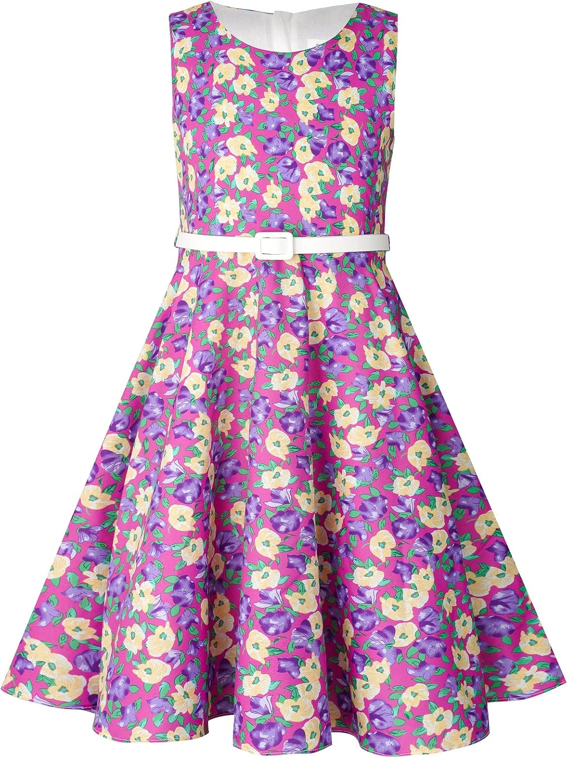 BONNY BILLY Mädchen Kleider Vintage Blumen Festlich Hochzeit Elegant Kinder Kleid mit Gürtel