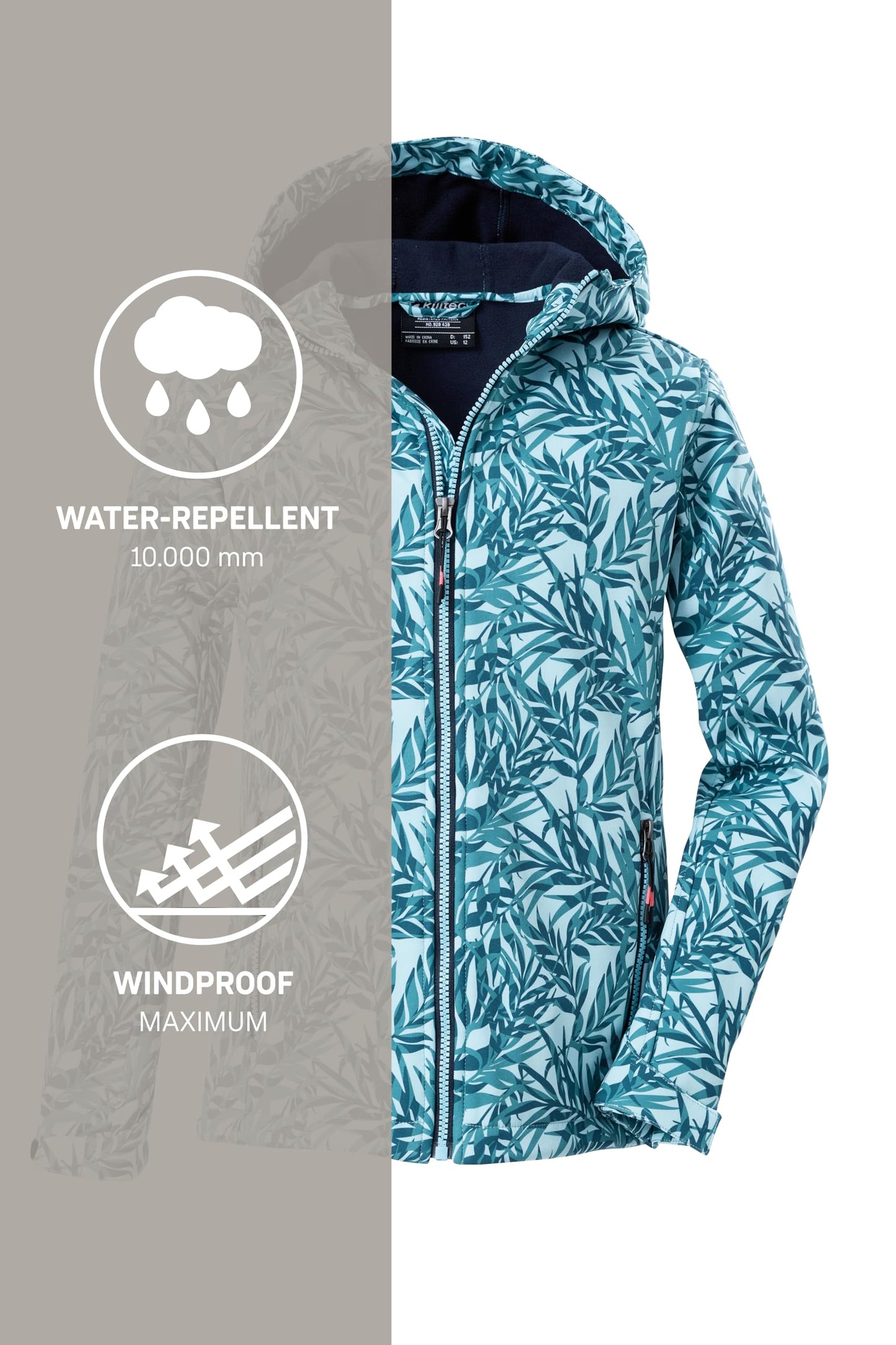 Killtec Girls' Softshell Jacket Print Softshell Jacket / Outdoor Jacket with Hood