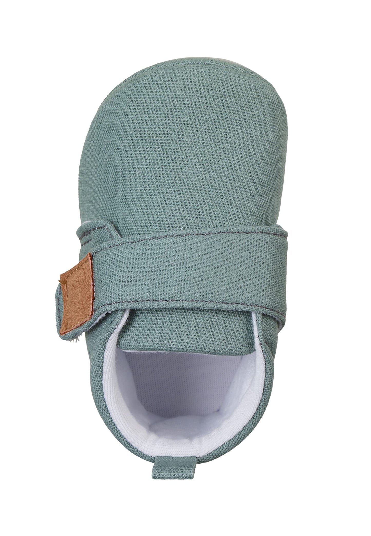 Sterntaler Krabbelschuhe uni - Baby Schuhe aus Canvas mit Klettverschluss - Baby und Kleinkind Hausschuh - aufgenähte Sternen Sohle rutschfest - Unisex Sneaker mit Jersey Futter - steingrün