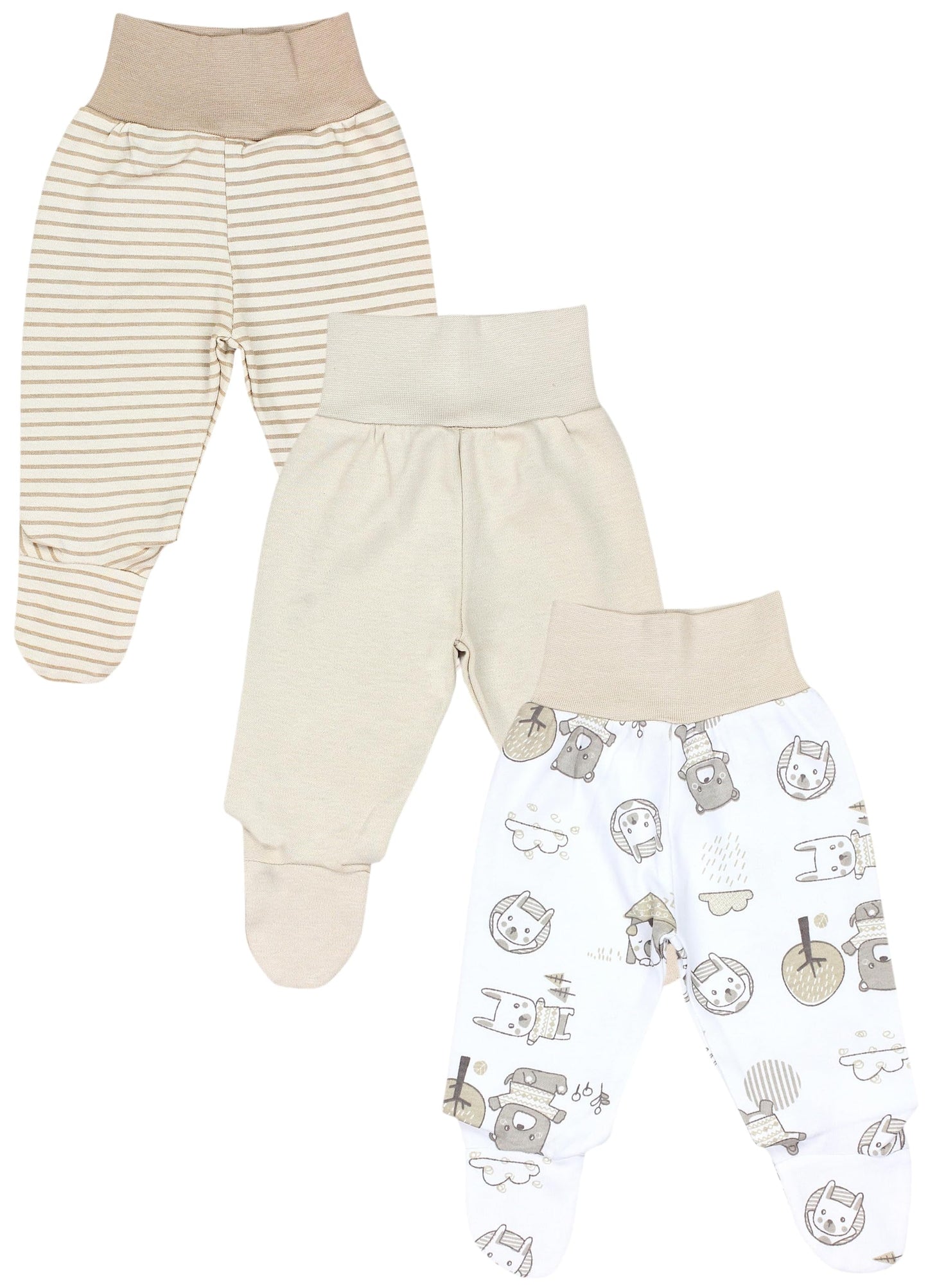 TupTam Pumphose Baby Jungen mit Fuß 3er Pack – Weiche Baby Hose aus Baumwolle mit Komfortbund