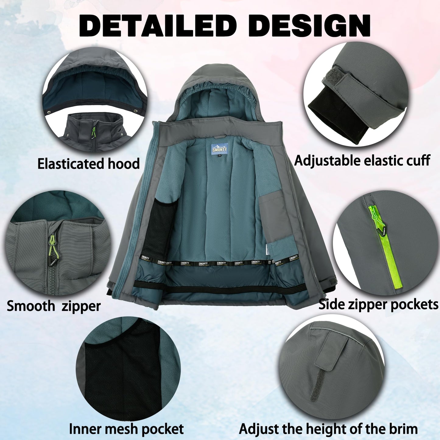 SMONTY SNOWER Boys' Snowsuit with Removable Hood, Ski Suit, Extra Warm, Winter Suit