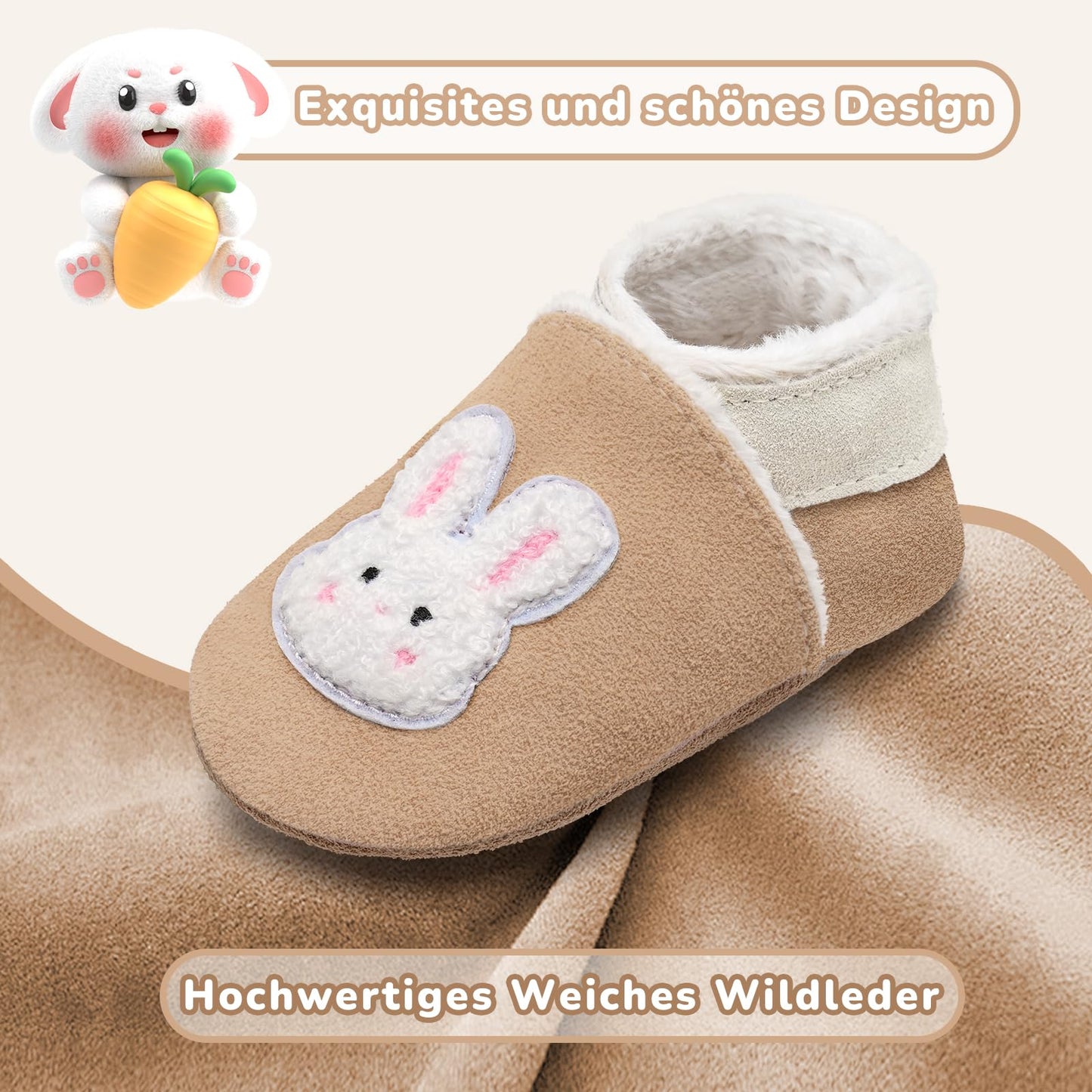 IceUnicorn Baby's Crawling Shoes, Winter First Walking Shoes, Baby Lined Leather Shoes, Soft Leather, Suede Soles, Leather Slippers