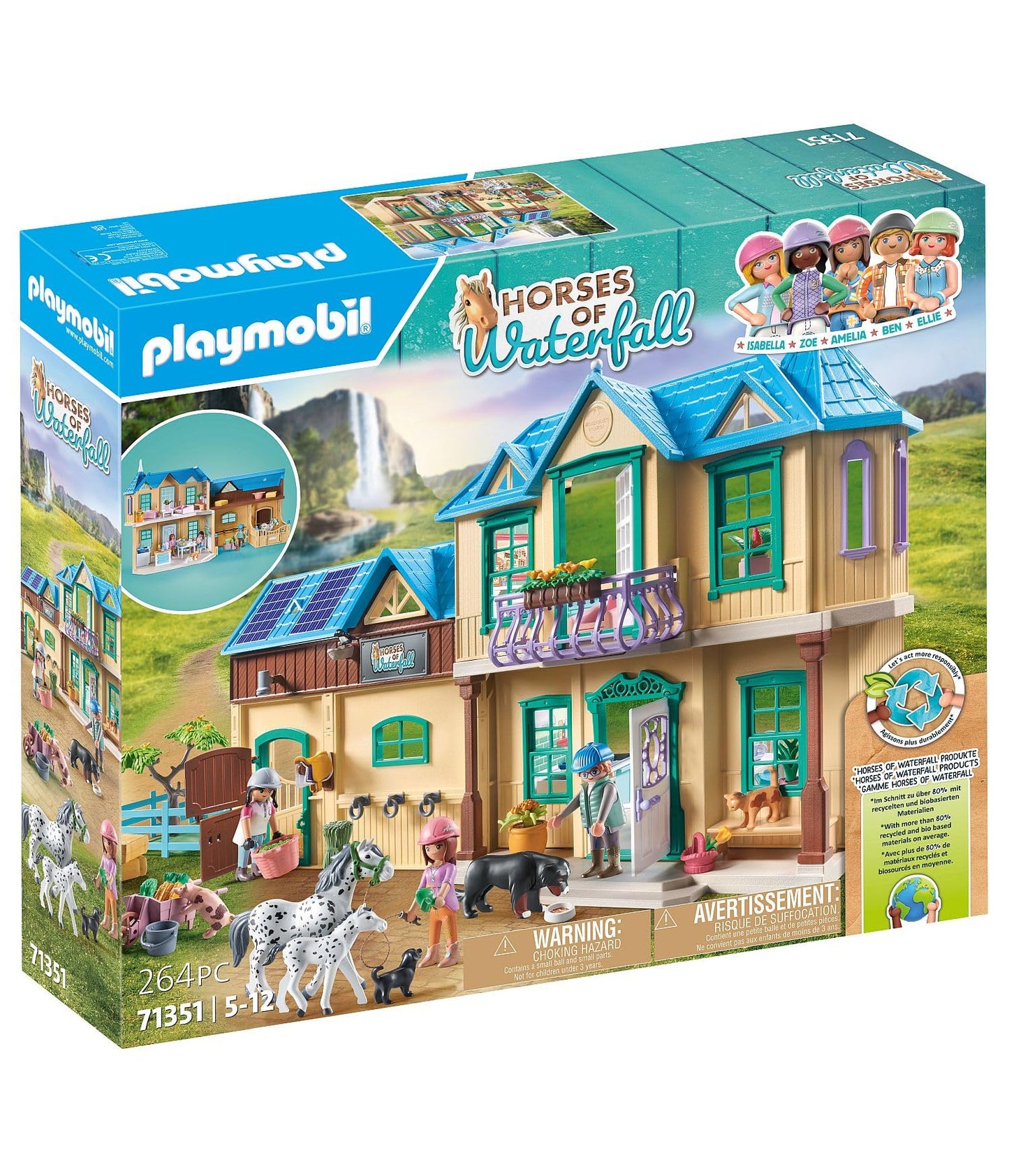 PLAYMOBIL Horses of Waterfall 71351 Waterfall Ranch, magisches Wasserfall-Paradies für Pferdefreunde, nachhaltiges Spielzeug für Kinder ab 5 Jahren