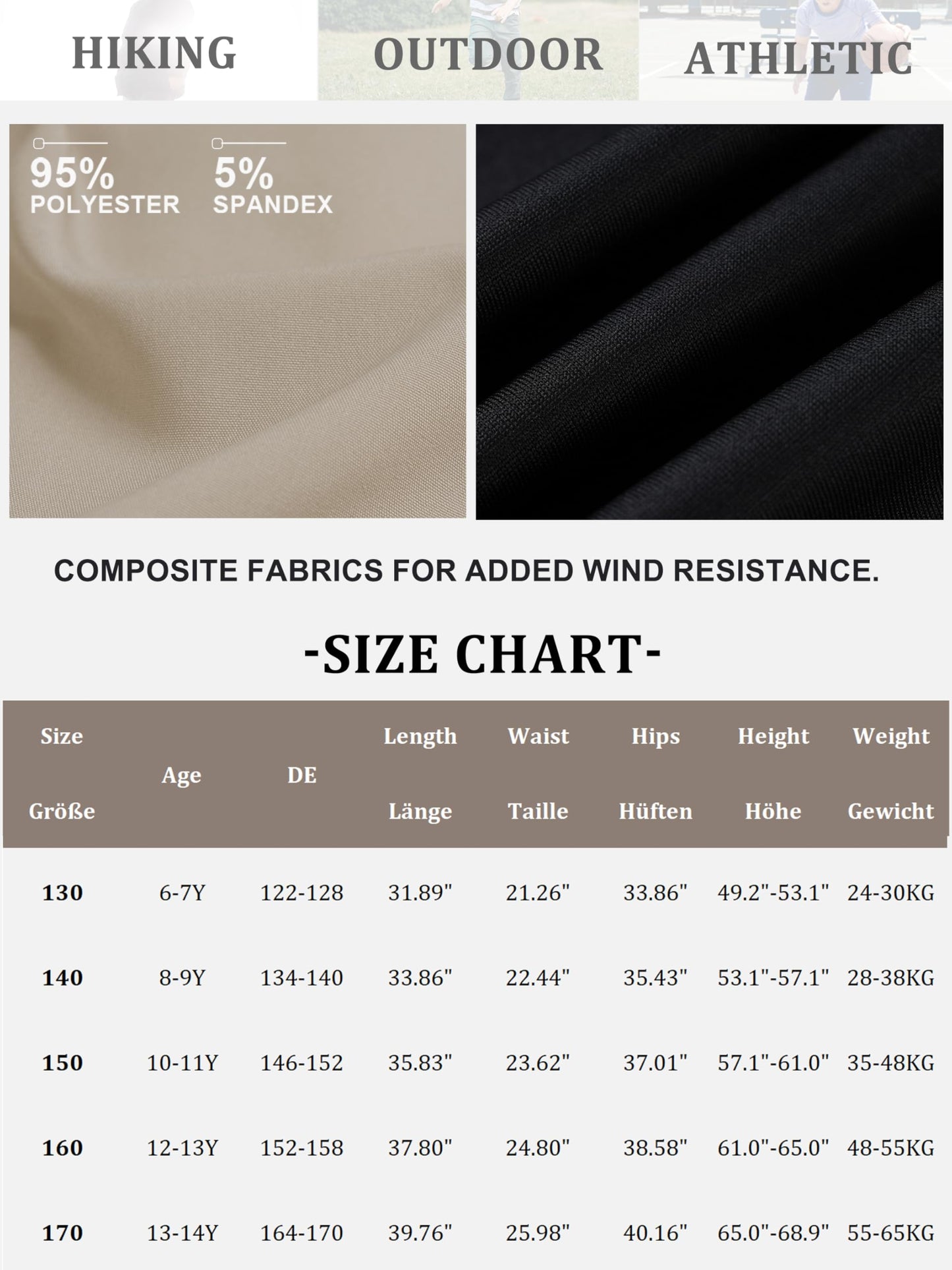 CAMLAKEE Hiking Trousers Children's Waterproof Trekking Trousers Boys Outdoor Trousers Boys Cargo Trousers