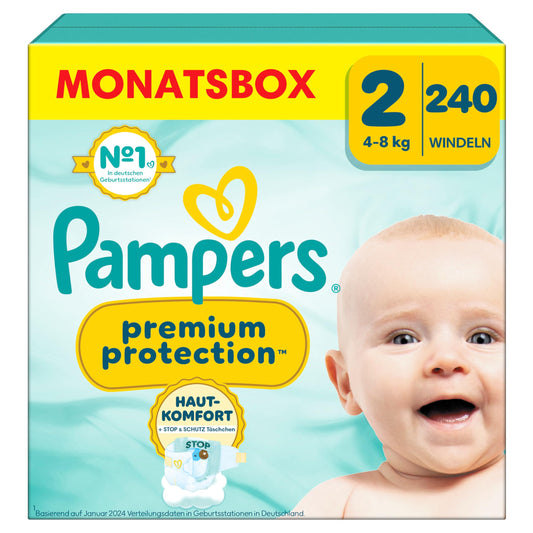 Pampers Premium Protection Größe 6, 144 Windeln, 13kg-18kg, Doppelter Schutz für die Haut und vor Auslaufen