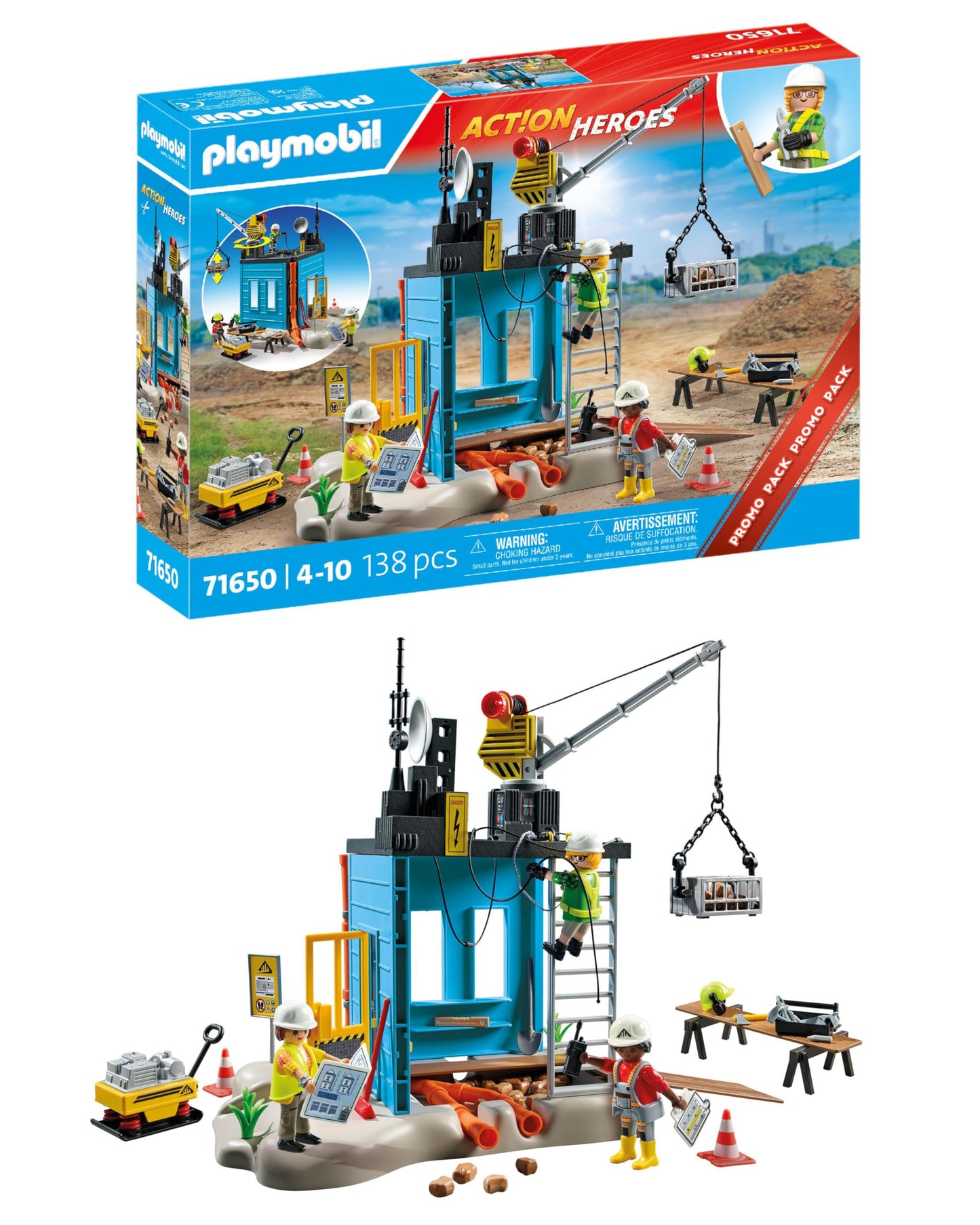 PLAYMOBIL Road Construction Site Toy Child Construction Site Play Set Toy for Children from 4 Years 71751