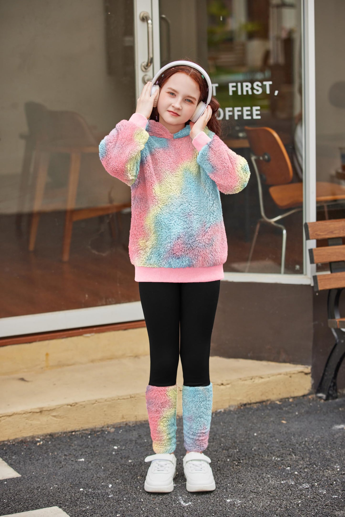 Arshiner Girls' Clothing Sets Winter Children's Hoodie with Leggings Set Warm Cuddly Padded Clothing Two Piece Outfits for Girls 5-14 Years