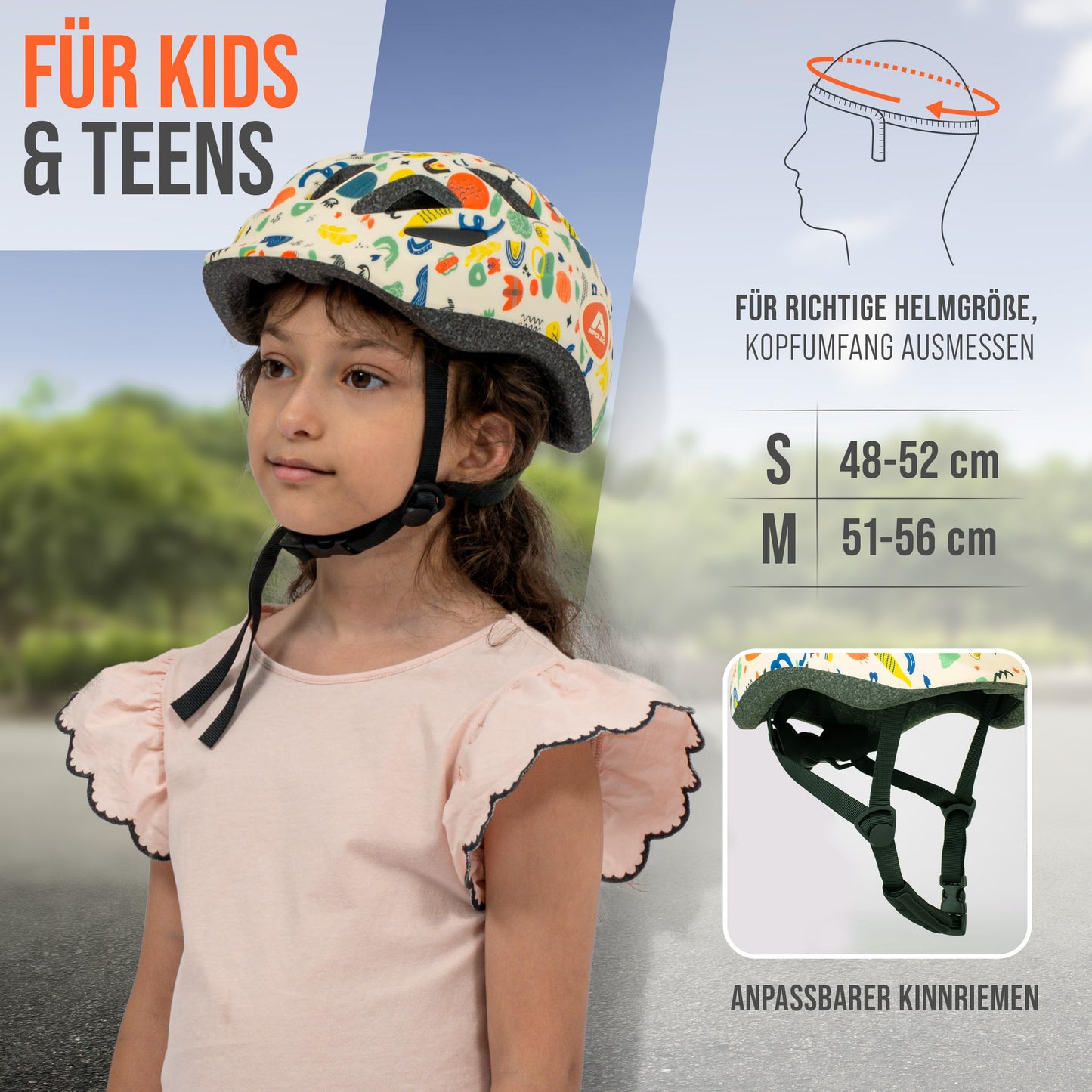 Apollo Kinder Fahrradhelm, Helm für Kinder & Jugendliche, Multisport Helm, Fahrradhelm Mädchen, Fahrradhelm Jungen, Kinderhelm ab 3 Jahre, Verstellbarer Kinder-Helm, ab Größe 48, für Fahrrad & Roller
