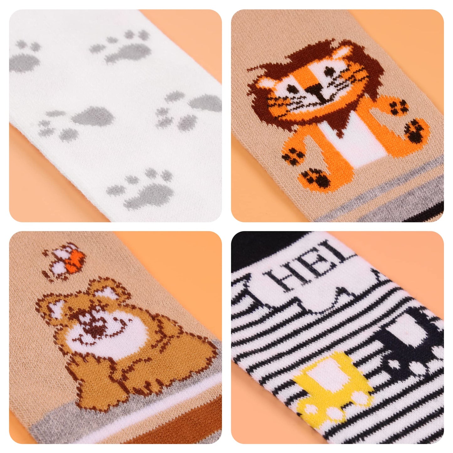 L&K-II Pack of 4 Baby Tights for Baby Boys with Dog Lions Monkeys Bears and Car Motif 2760