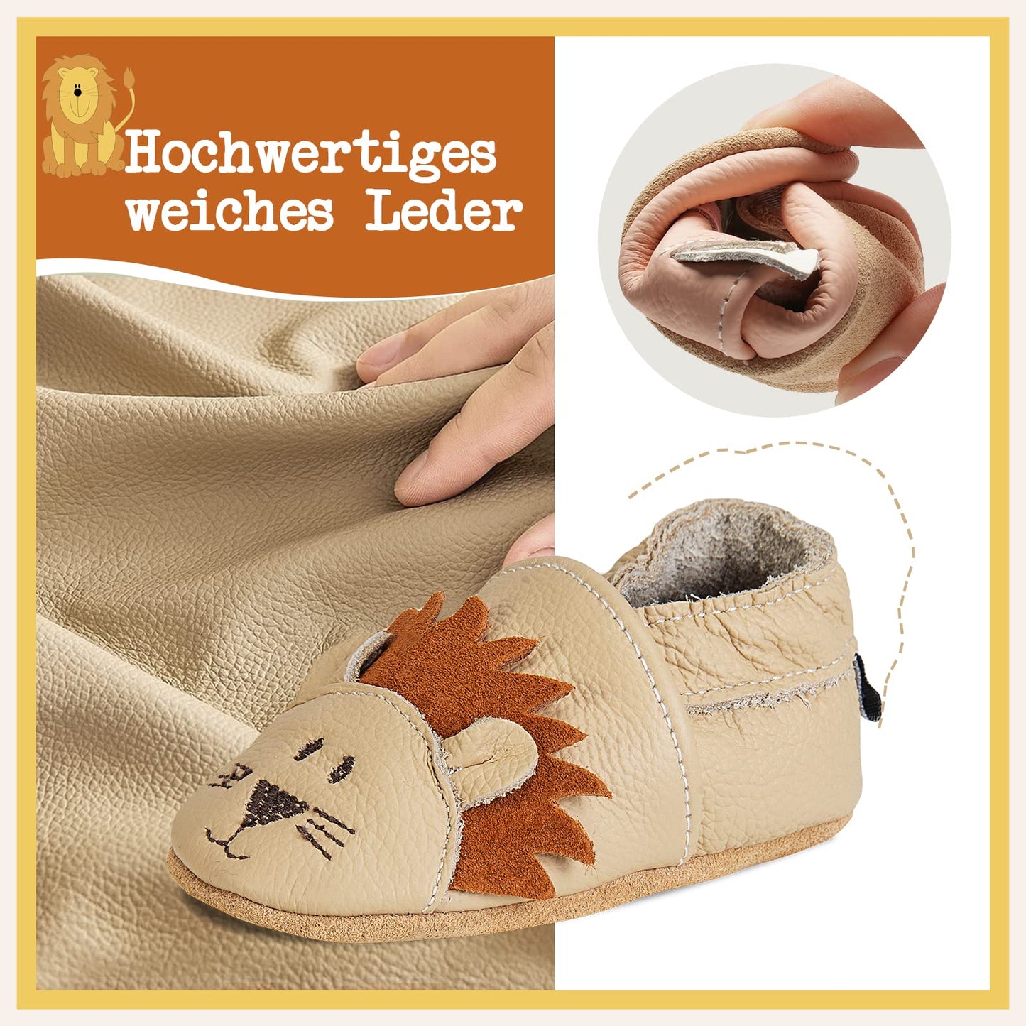 Babyschuhe IceUnicorn Krabbelschuhe für Babys, weiche Leder-Laufschuhe für Jungen und Mädchen, Lederschuhe für Kleinkinder, Baby Hausschuhe